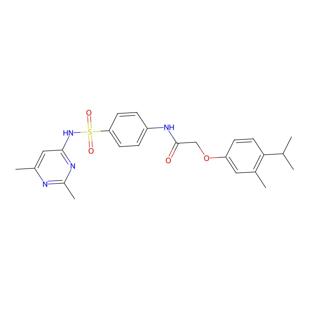 N-{4-[(2,6-dimethylpyrimidin-4-yl)sulfamoyl]phenyl}-2-[3-methyl-4-(propan-2-yl)phenoxy]acetamide molecular structure, CAS 385416-79-5