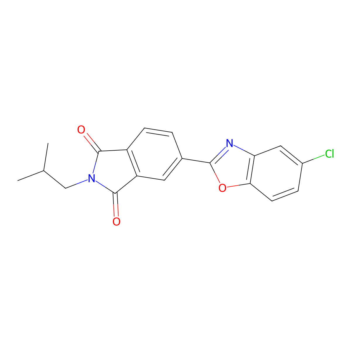 5-(5-Chloro-1,3-benzoxazol-2-yl)-2-(2-methylpropyl)isoindole-1,3-dione molecular structure, CAS 385416-83-1