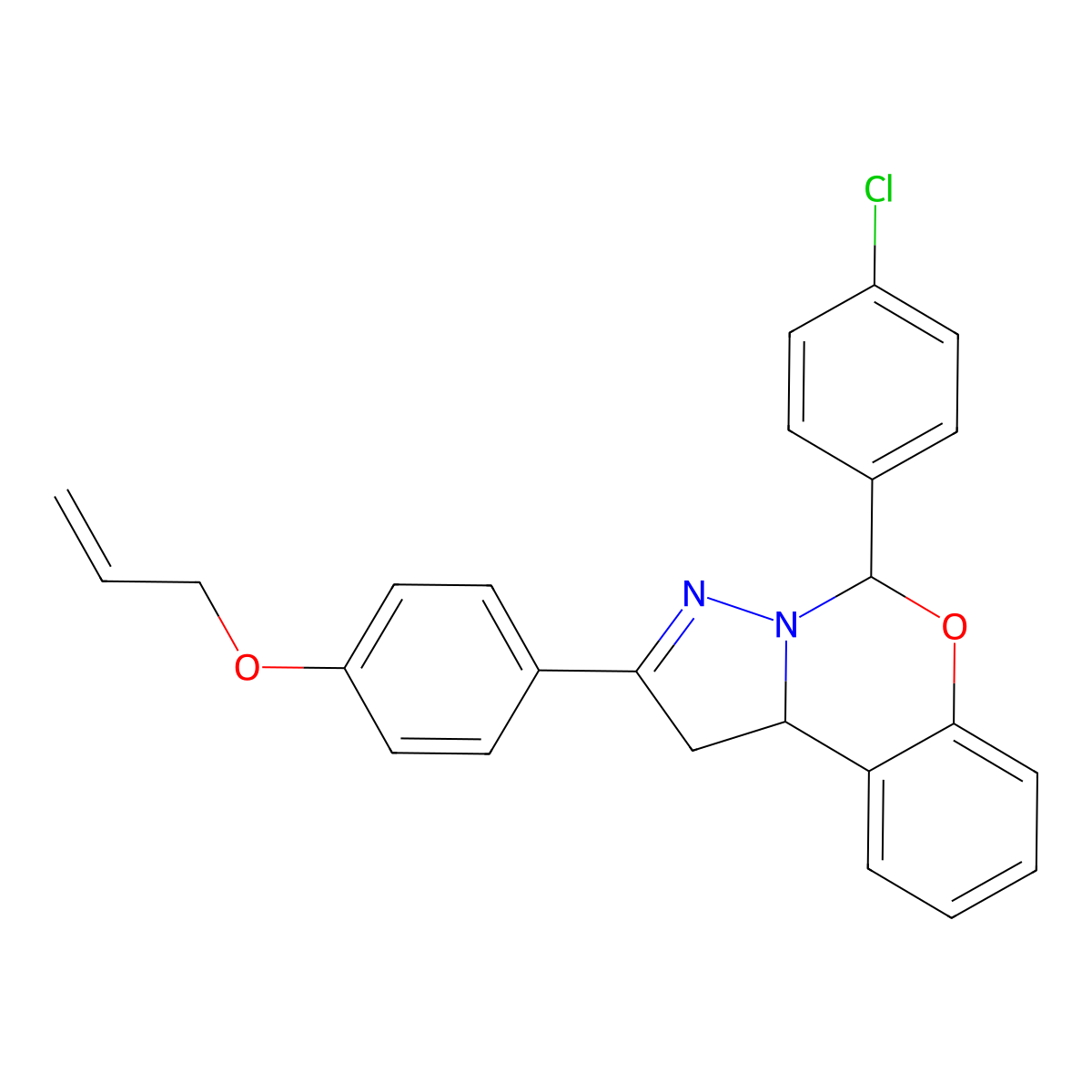 2-[4-(Allyloxy)phenyl]-5-(4-chlorophenyl)-1,10b-dihydropyrazolo[1,5-c][1,3]benzoxazine molecular structure, CAS 385417-00-5