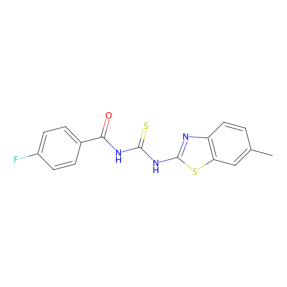 4-fluoro-N-[(6-methyl-1,3-benzothiazol-2-yl)carbamothioyl]benzamide molecular structure, CAS 385417-48-1