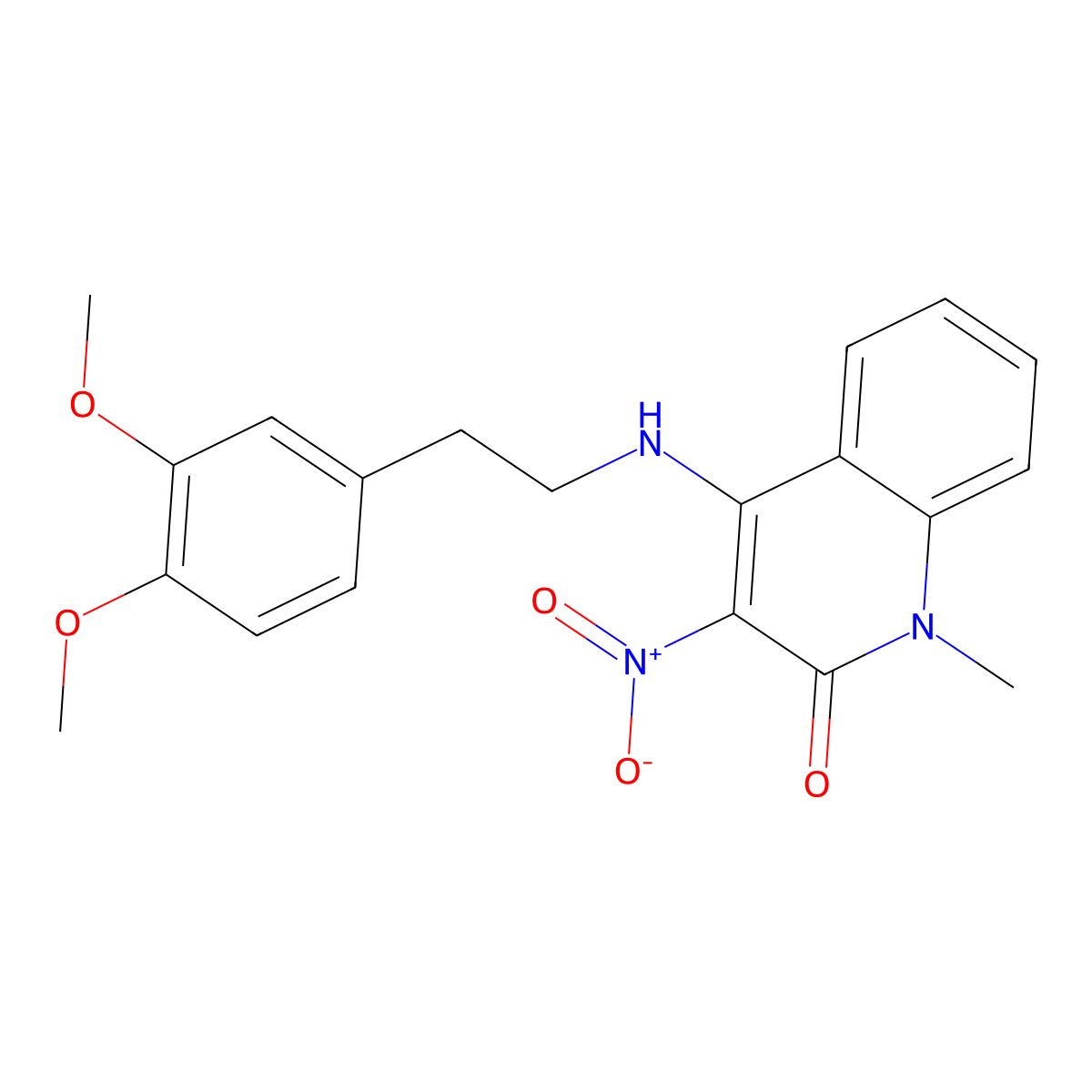 4-[2-(3,4-Dimethoxyphenyl)ethylamino]-1-methyl-3-nitroquinolin-2-one molecular structure, CAS 385417-53-8