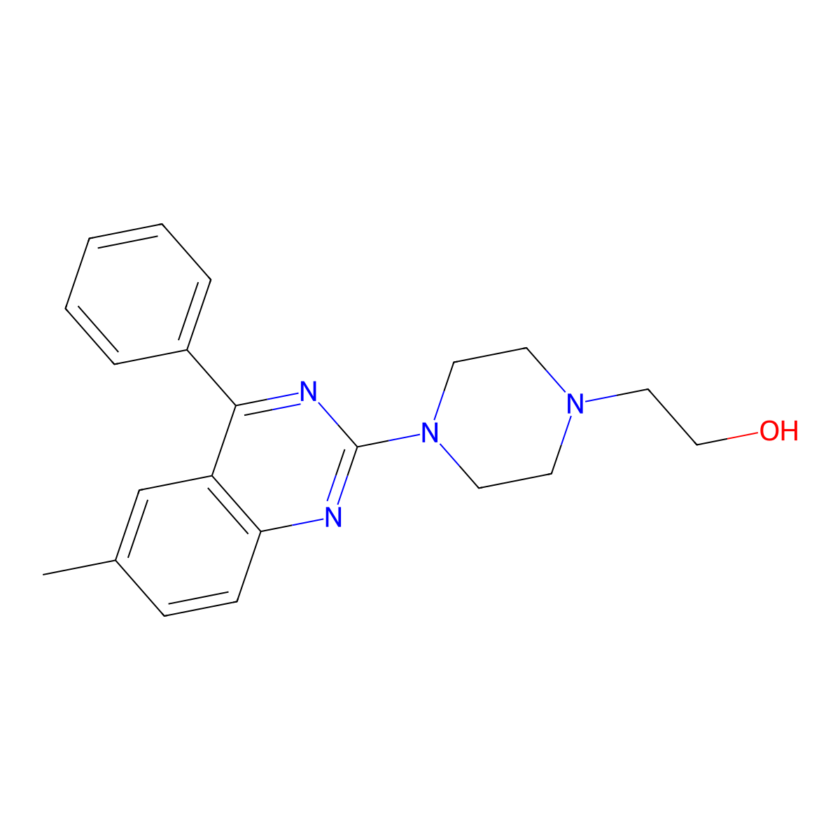 2-(4-(6-Methyl-4-phenylquinazolin-2-yl)piperazin-1-yl)ethanol molecular structure, CAS 385417-69-6