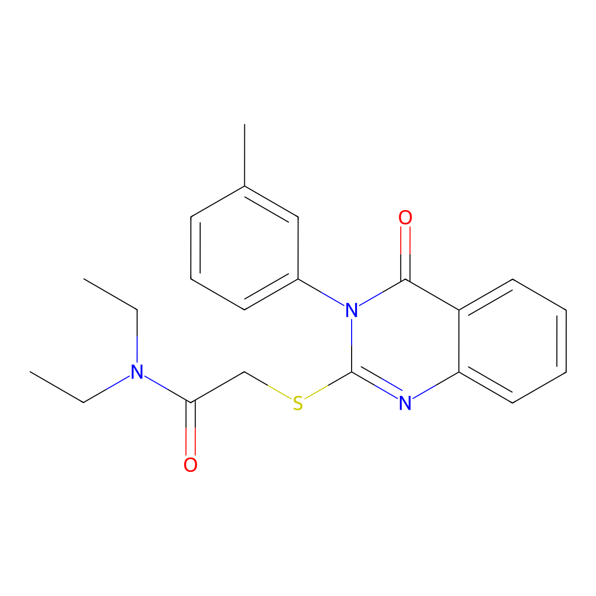N,N-diethyl-2-[3-(3-methylphenyl)-4-oxoquinazolin-2-yl]sulfanylacetamide molecular structure, CAS 385417-73-2