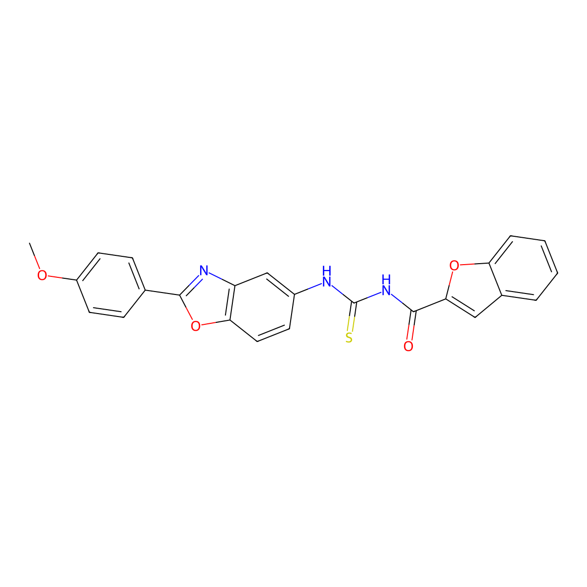 N-[[2-(4-methoxyphenyl)-1,3-benzoxazol-5-yl]carbamothioyl]-1-benzofuran-2-carboxamide molecular structure, CAS 385417-75-4