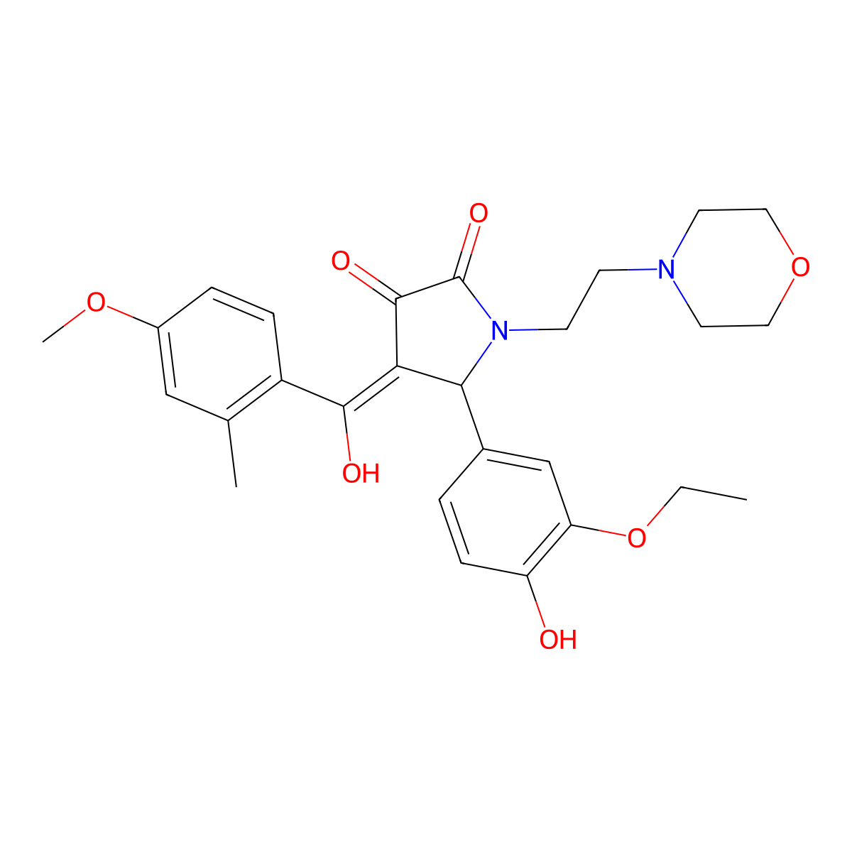 5-(3-ethoxy-4-hydroxyphenyl)-3-hydroxy-4-(4-methoxy-2-methylbenzoyl)-1-[2-(morpholin-4-yl)ethyl]-2,5-dihydro-1H-pyrrol-2-one molecular structure, CAS 385417-90-3