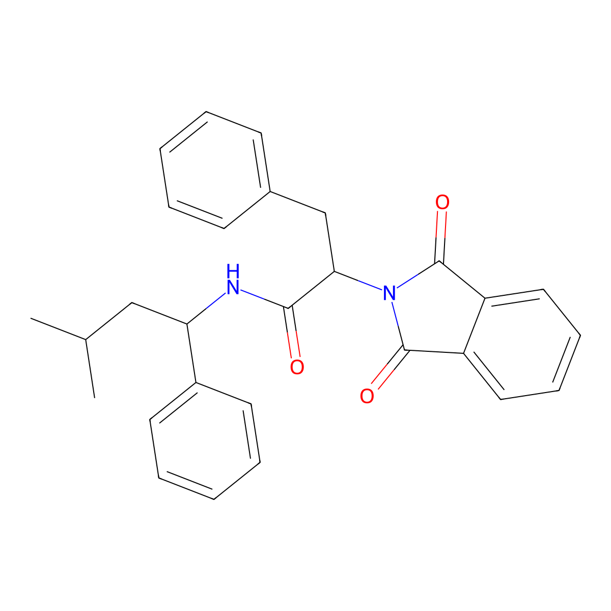 2-(1,3-dioxoisoindol-2-yl)-N-(3-methyl-1-phenylbutyl)-3-phenylpropanamide molecular structure, CAS 385417-91-4