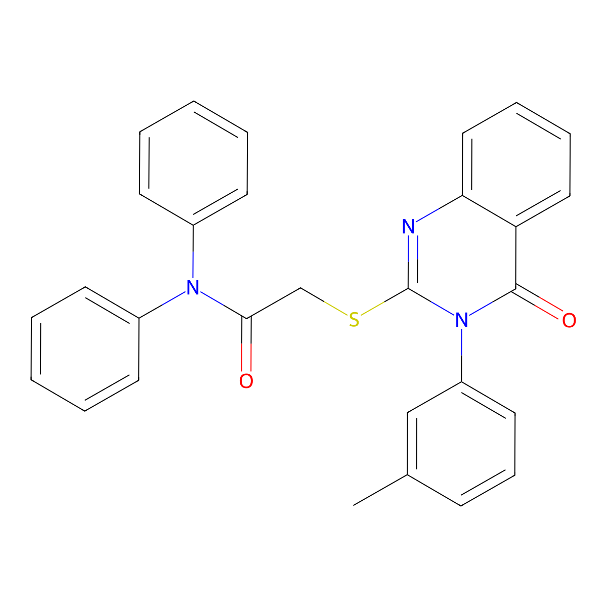 2-[3-(3-methylphenyl)-4-oxoquinazolin-2-yl]sulfanyl-N,N-diphenylacetamide molecular structure, CAS 385418-23-5