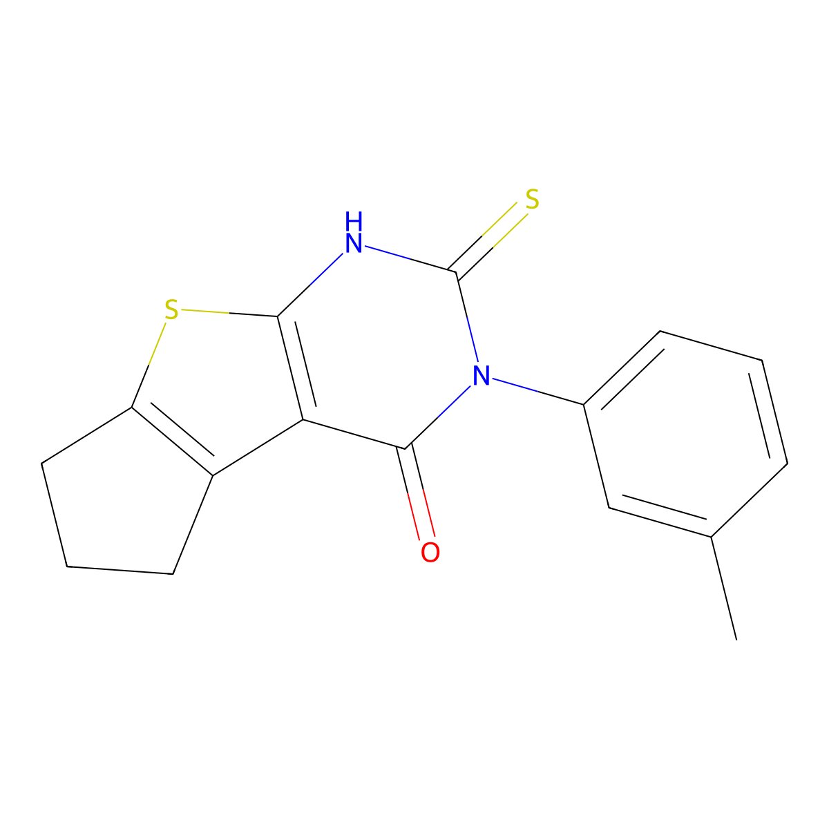 6-Mercapto-5-m-tolyl-1,2,3,5-tetrahydro-8-thia-5,7-diaza-cyclopenta[a]inden-4-one molecular structure, CAS 385418-27-9