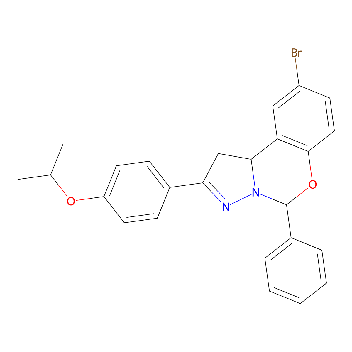 9-Bromo-5-phenyl-2-[4-(propan-2-yloxy)phenyl]-1,10b-dihydropyrazolo[1,5-c][1,3]benzoxazine molecular structure, CAS 385418-38-2