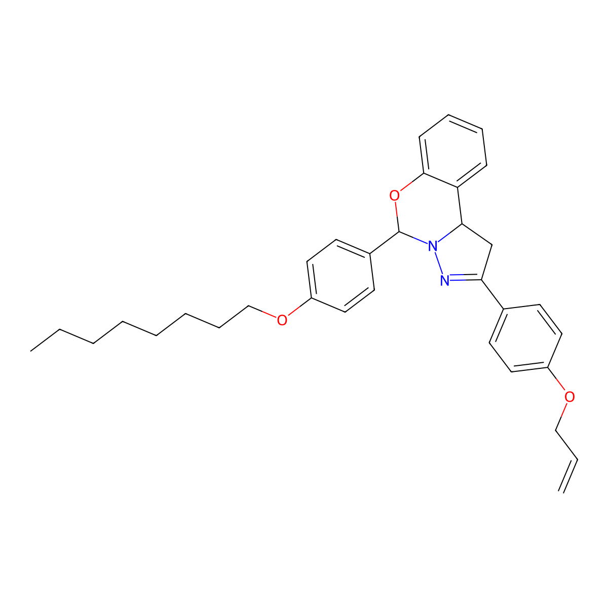 5-[4-(Octyloxy)phenyl]-2-[4-(prop-2-en-1-yloxy)phenyl]-1,10b-dihydropyrazolo[1,5-c][1,3]benzoxazine molecular structure, CAS 385418-42-8