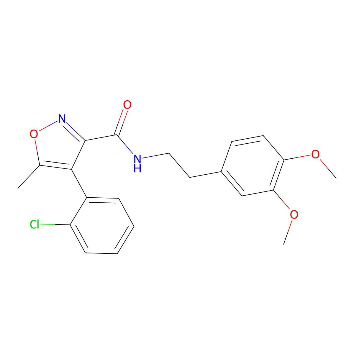 4-(2-chlorophenyl)-N-[2-(3,4-dimethoxyphenyl)ethyl]-5-methyl-1,2-oxazole-3-carboxamide molecular structure, CAS 385418-68-8