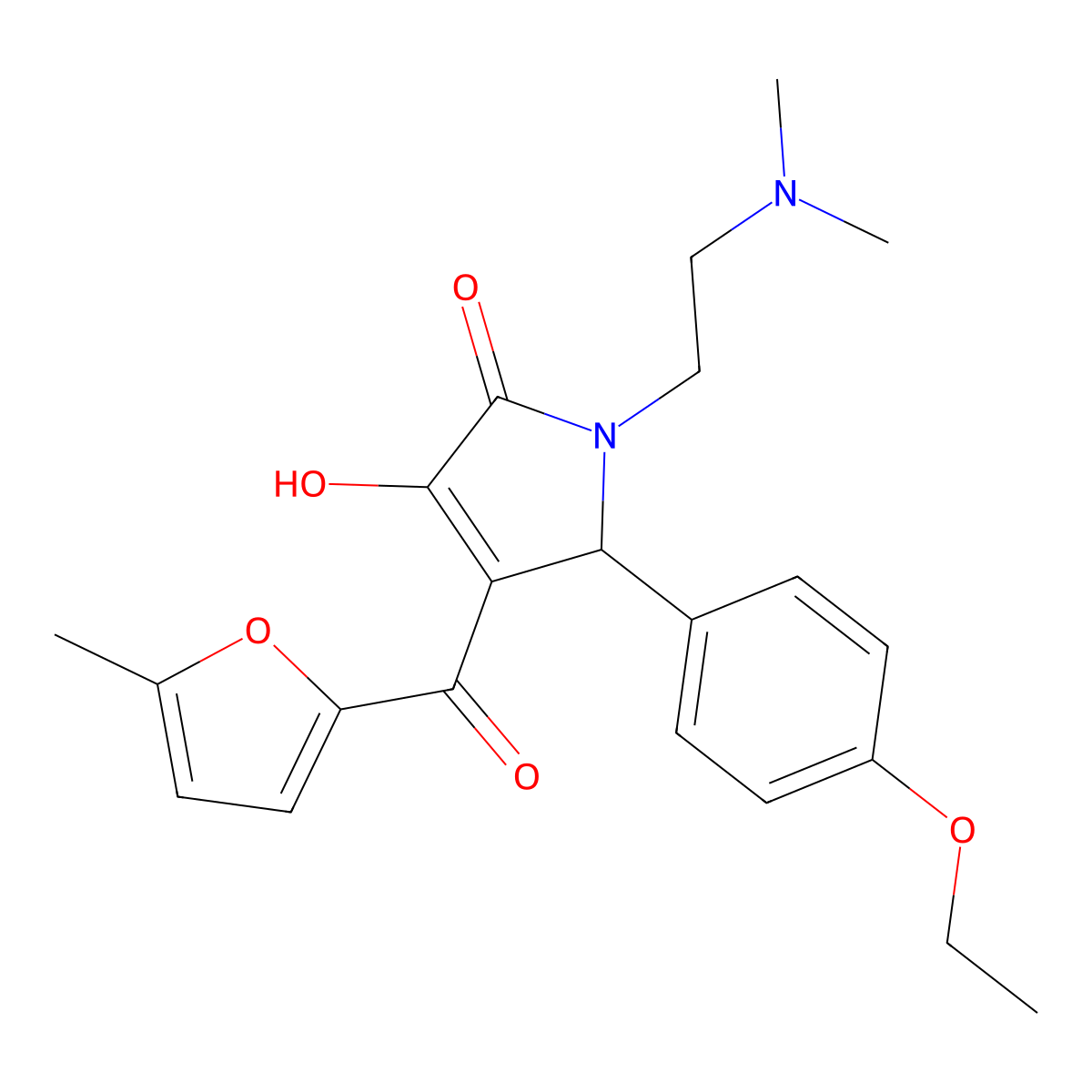 1-[2-(dimethylamino)ethyl]-5-(4-ethoxyphenyl)-3-hydroxy-4-(5-methylfuran-2-carbonyl)-2,5-dihydro-1H-pyrrol-2-one molecular structure, CAS 385418-70-2
