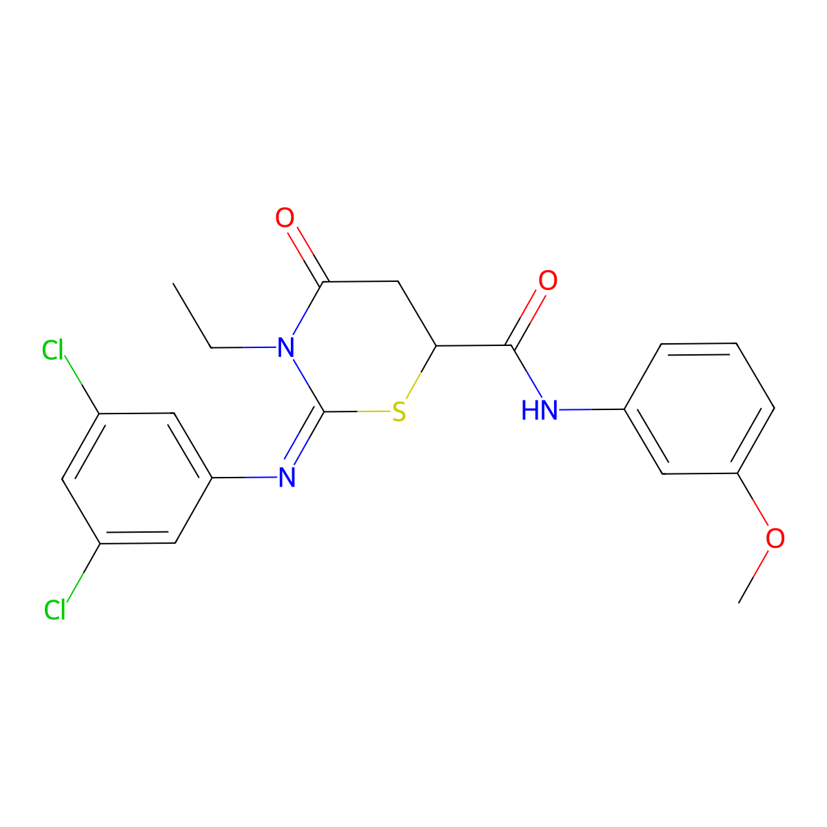 2-[(3,5-dichlorophenyl)imino]-3-ethyl-N-(3-methoxyphenyl)-4-oxo-1,3-thiazinane-6-carboxamide molecular structure, CAS 385418-80-4