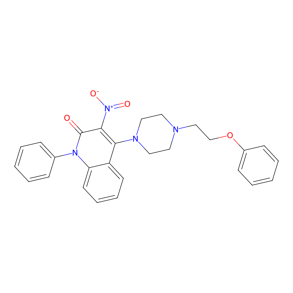 3-nitro-4-(4-(2-phenoxyethyl)piperazin-1-yl)-1-phenylquinolin-2(1H)-one molecular structure, CAS 385418-96-2