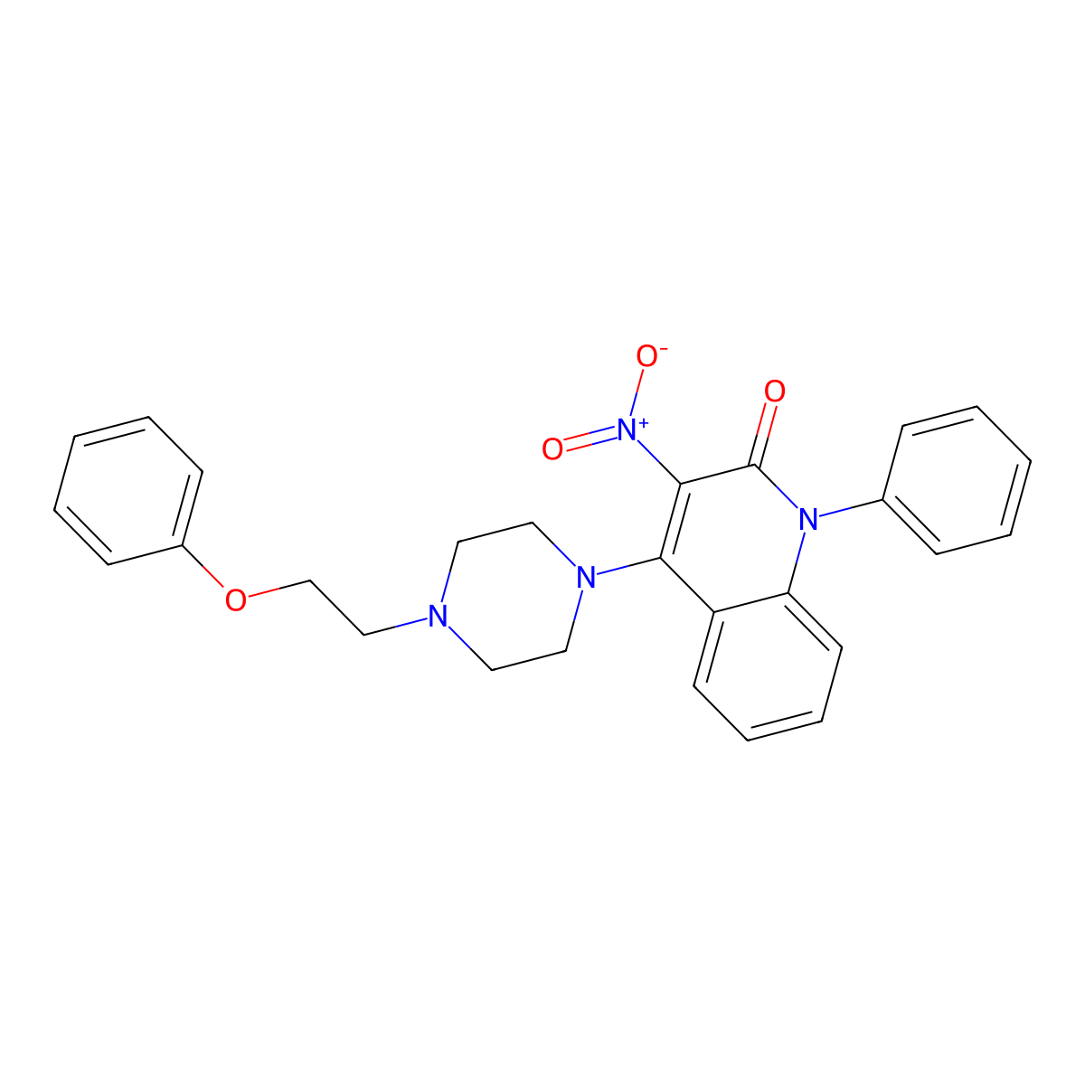 3-nitro-4-(4-(2-phenoxyethyl)piperazin-1-yl)-1-phenylquinolin-2(1H)-one molecular structure, CAS 385418-96-2