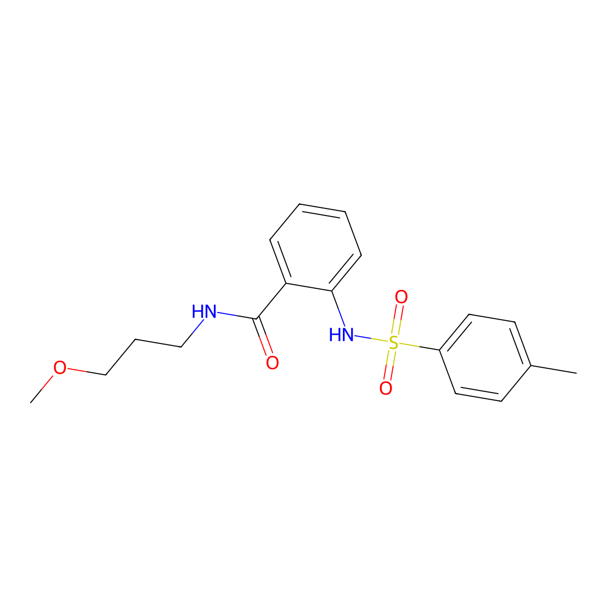 N-(3-methoxypropyl)-2-{[(4-methylphenyl)sulfonyl]amino}benzamide molecular structure, CAS 385419-04-5