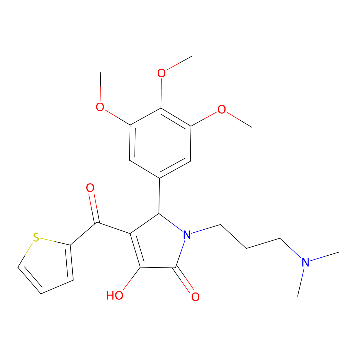 (4E)-1-[3-(dimethylamino)propyl]-4-[hydroxy(thiophen-2-yl)methylidene]-5-(3,4,5-trimethoxyphenyl)pyrrolidine-2,3-dione molecular structure, CAS 385419-09-0