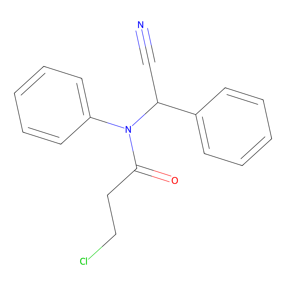 3-chloro-N-[cyano(phenyl)methyl]-N-phenylpropanamide molecular structure, CAS 385419-21-6