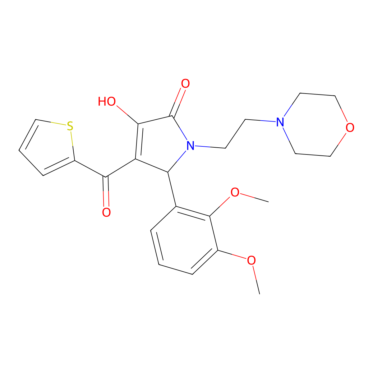 5-(2,3-dimethoxyphenyl)-3-hydroxy-1-(2-morpholinoethyl)-4-(thiophene-2-carbonyl)-1H-pyrrol-2(5H)-one molecular structure, CAS 385419-32-9