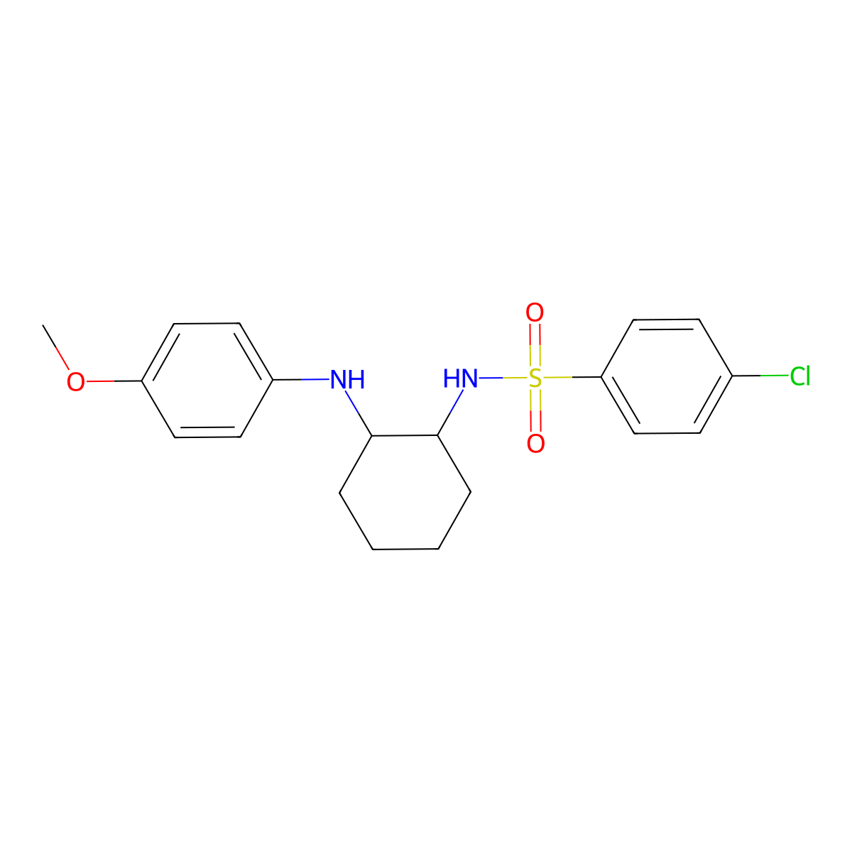 4-chloro-N-[2-(4-methoxyanilino)cyclohexyl]benzenesulfonamide molecular structure, CAS 385419-40-9