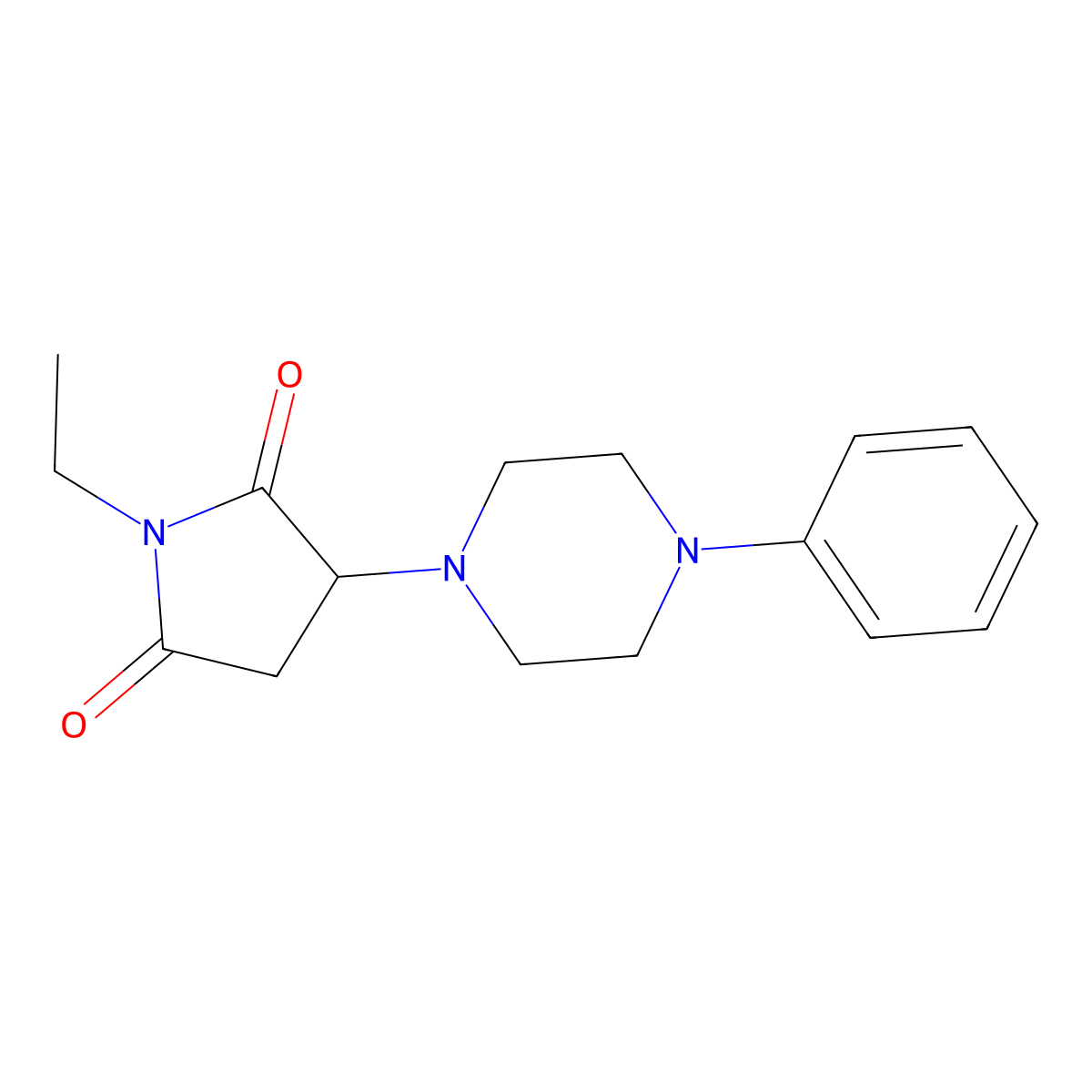 1-Ethyl-3-(4-phenylpiperazin-1-yl)pyrrolidine-2,5-dione molecular structure, CAS 385419-41-0