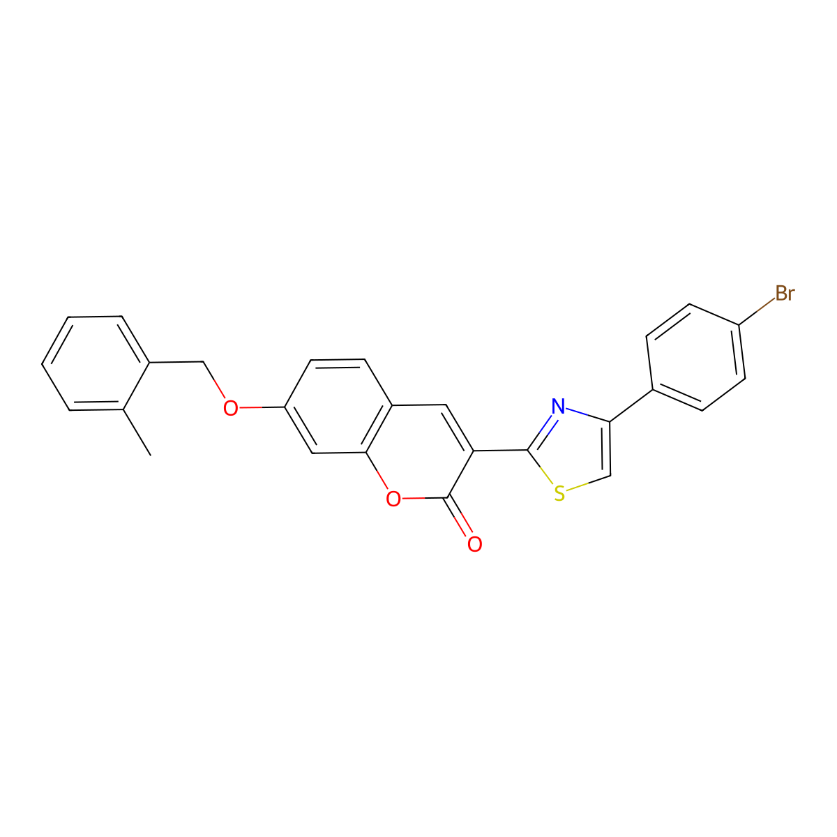 3-[4-(4-bromophenyl)-1,3-thiazol-2-yl]-7-[(2-methylbenzyl)oxy]-2H-chromen-2-one molecular structure, CAS 385419-58-9