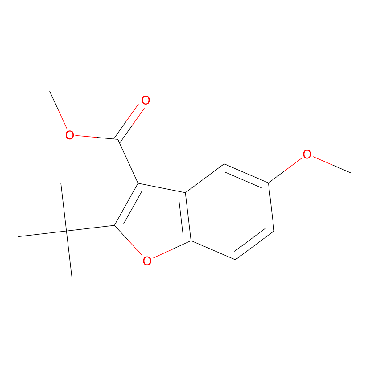 Methyl 2-(tert-butyl)-5-methoxybenzofuran-3-carboxylate molecular structure, CAS 385419-83-0