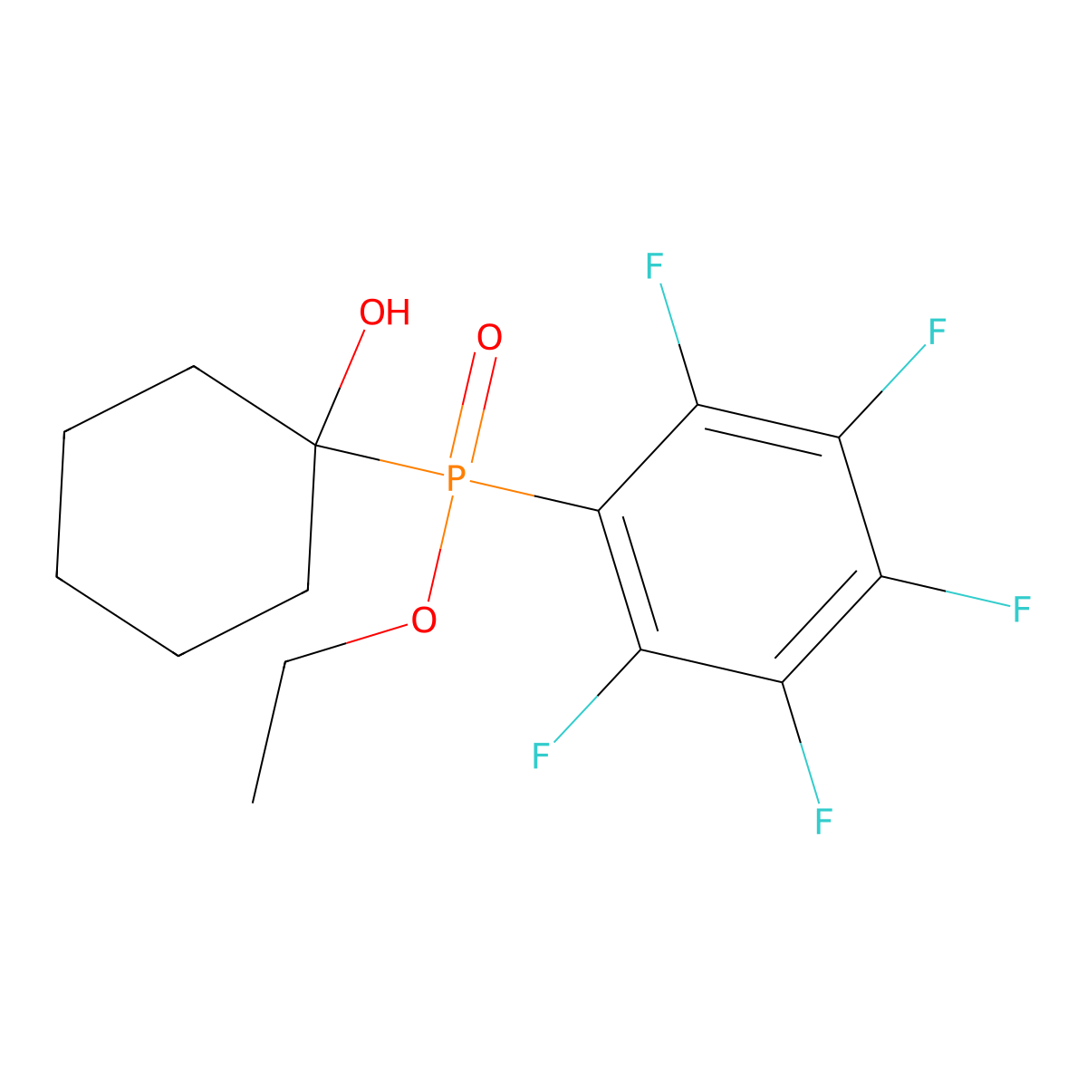 Ethyl (1-hydroxycyclohexyl)(pentafluorophenyl)phosphinate molecular structure, CAS 385420-00-8