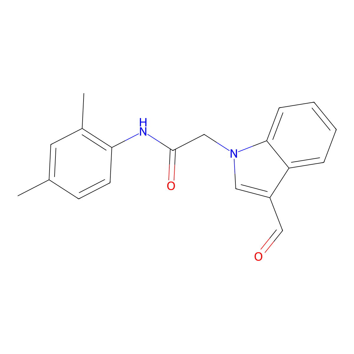 N-(2,4-dimethylphenyl)-2-(3-formyl-1H-indol-1-yl)acetamide molecular structure, CAS 385420-16-6