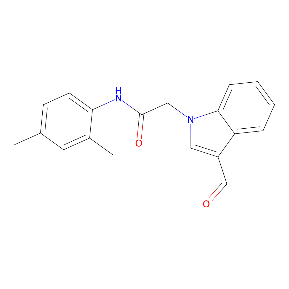 N-(2,4-dimethylphenyl)-2-(3-formyl-1H-indol-1-yl)acetamide molecular structure, CAS 385420-16-6