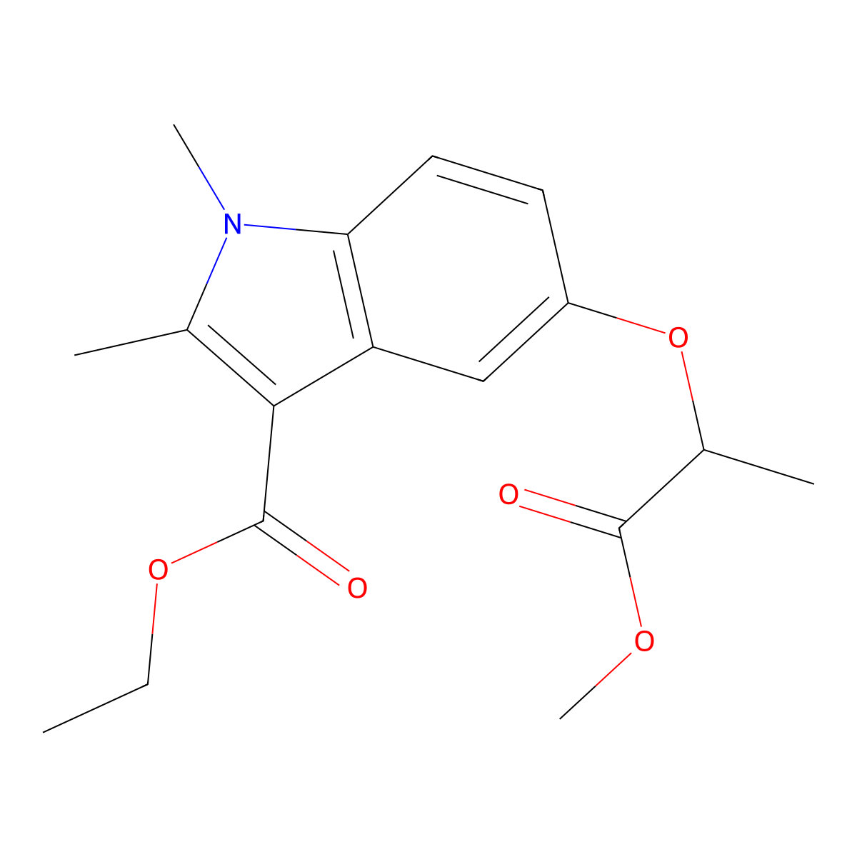 ethyl 5-[(1-methoxy-1-oxopropan-2-yl)oxy]-1,2-dimethyl-1H-indole-3-carboxylate molecular structure, CAS 385420-21-3