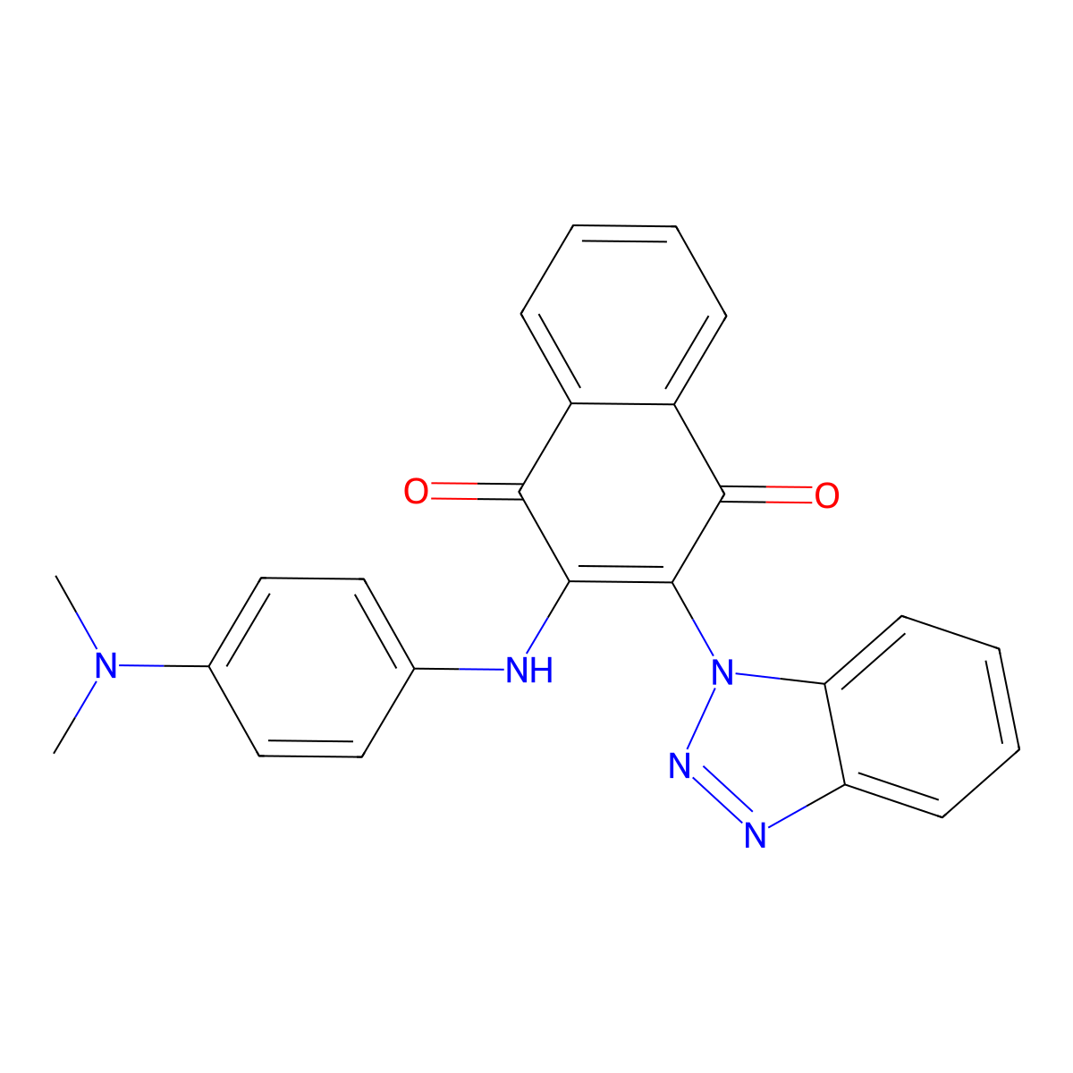 2-(1H-benzo[d][1,2,3]triazol-1-yl)-3-((4-(dimethylamino)phenyl)amino)naphthalene-1,4-dione molecular structure, CAS 385420-26-8