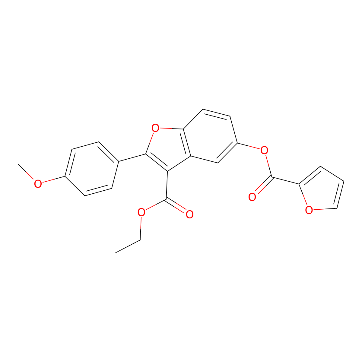 Ethyl 5-(furan-2-carbonyloxy)-2-(4-methoxyphenyl)-1-benzofuran-3-carboxylate molecular structure, CAS 385420-37-1