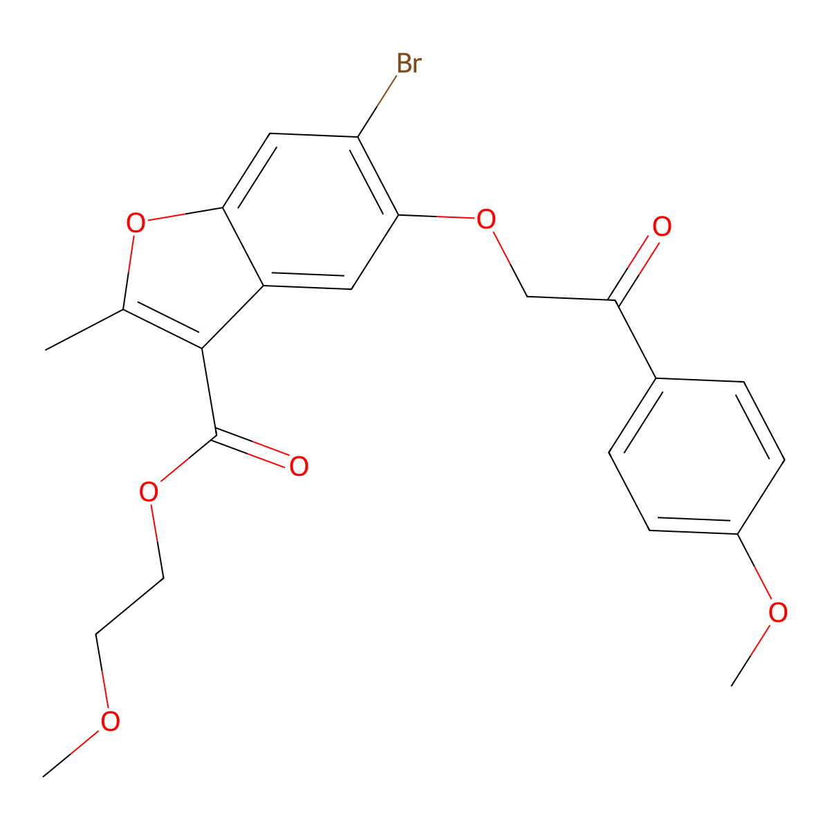 2-Methoxyethyl 6-bromo-5-[2-(4-methoxyphenyl)-2-oxoethoxy]-2-methyl-1-benzofuran-3-carboxylate molecular structure, CAS 385420-42-8