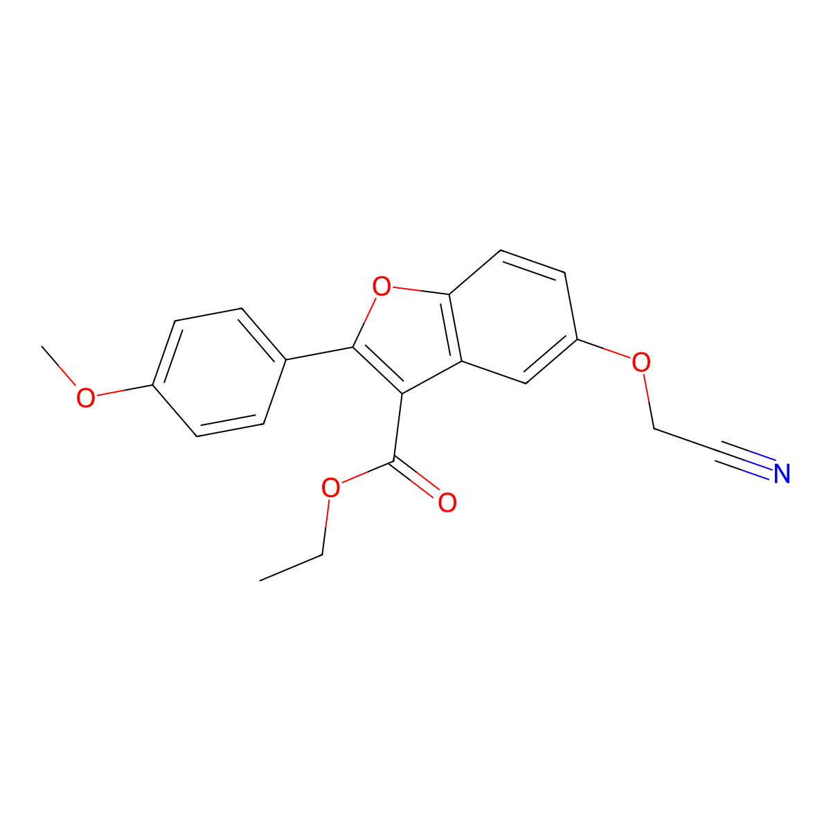 Ethyl 5-(cyanomethoxy)-2-(4-methoxyphenyl)-1-benzofuran-3-carboxylate molecular structure, CAS 385420-62-2