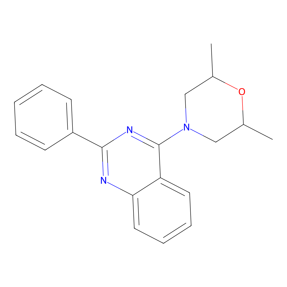 2,6-Dimethyl-4-(2-phenylquinazolin-4-yl)morpholine molecular structure, CAS 385420-63-3