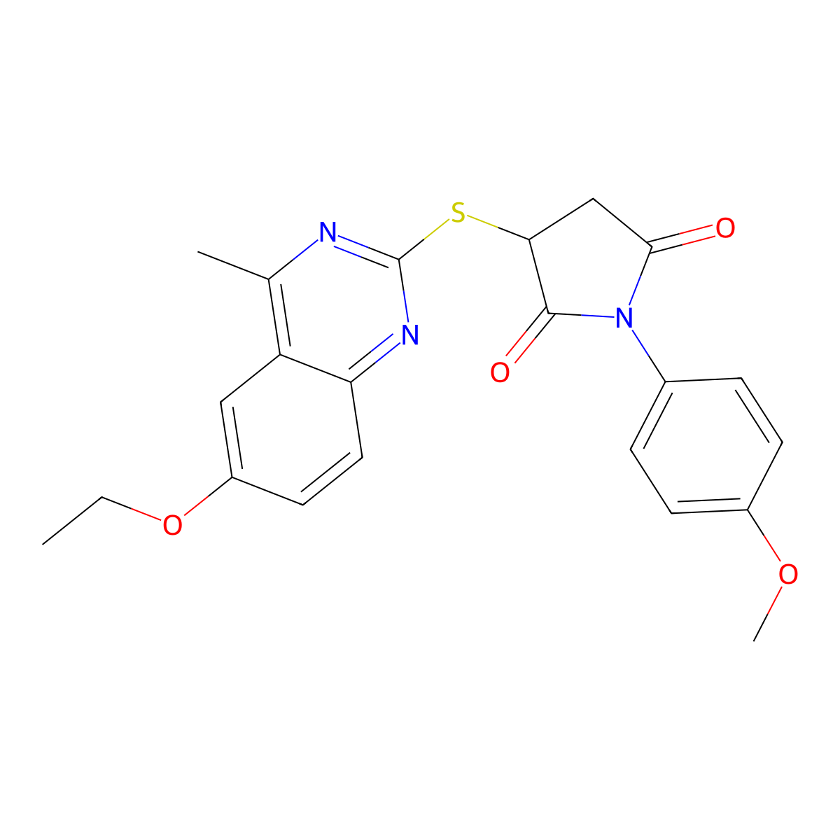 3-[(6-Ethoxy-4-methylquinazolin-2-yl)sulfanyl]-1-(4-methoxyphenyl)pyrrolidine-2,5-dione molecular structure, CAS 385420-67-7