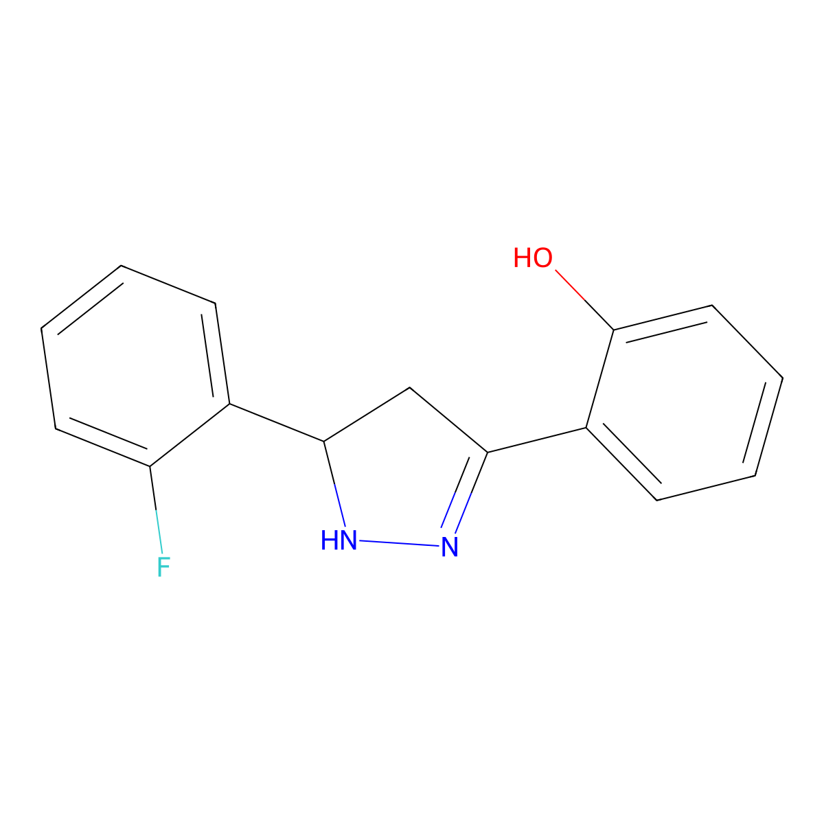 2-[5-(2-Fluorophenyl)-2-pyrazolin-3-yl]phenol molecular structure, CAS 385420-94-0