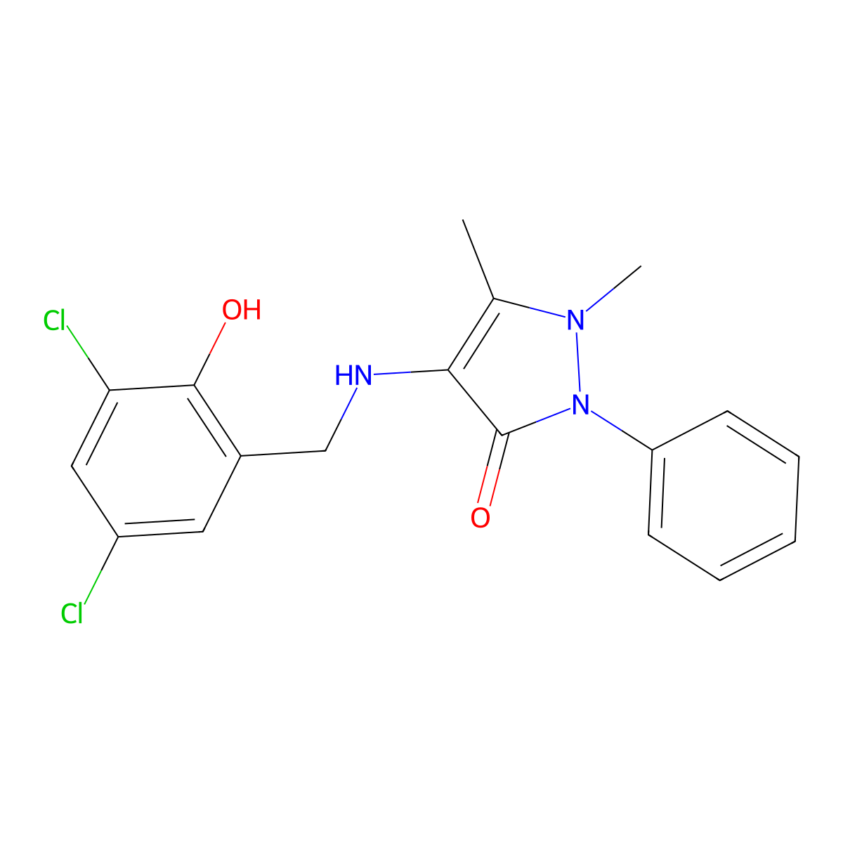 4-[(3,5-Dichloro-2-hydroxyphenyl)methylamino]-1,5-dimethyl-2-phenyl-3-pyrazolone molecular structure, CAS 385421-64-7