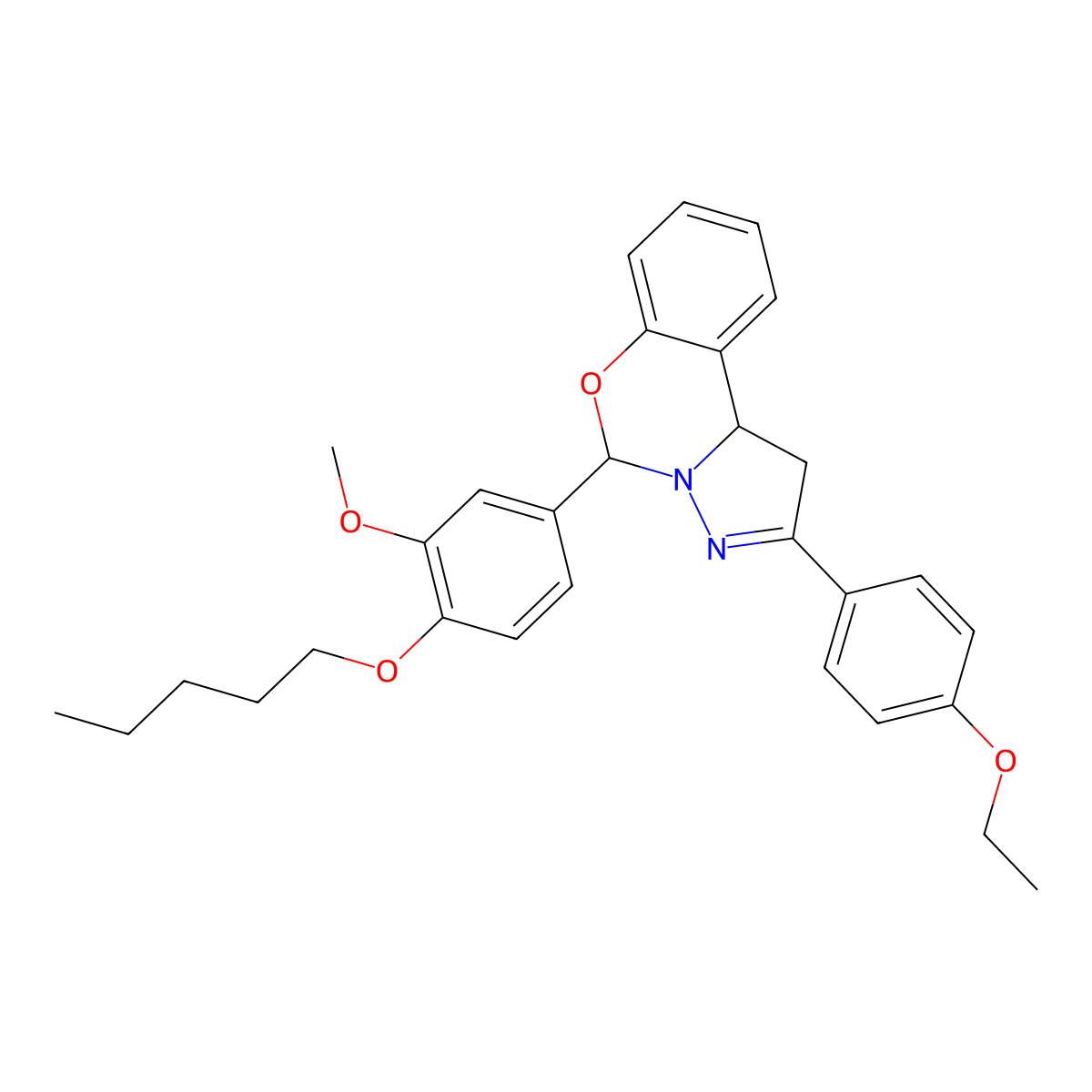 2-(4-Ethoxyphenyl)-5-[3-methoxy-4-(pentyloxy)phenyl]-1,10b-dihydropyrazolo[1,5-c][1,3]benzoxazine molecular structure, CAS 385424-18-0