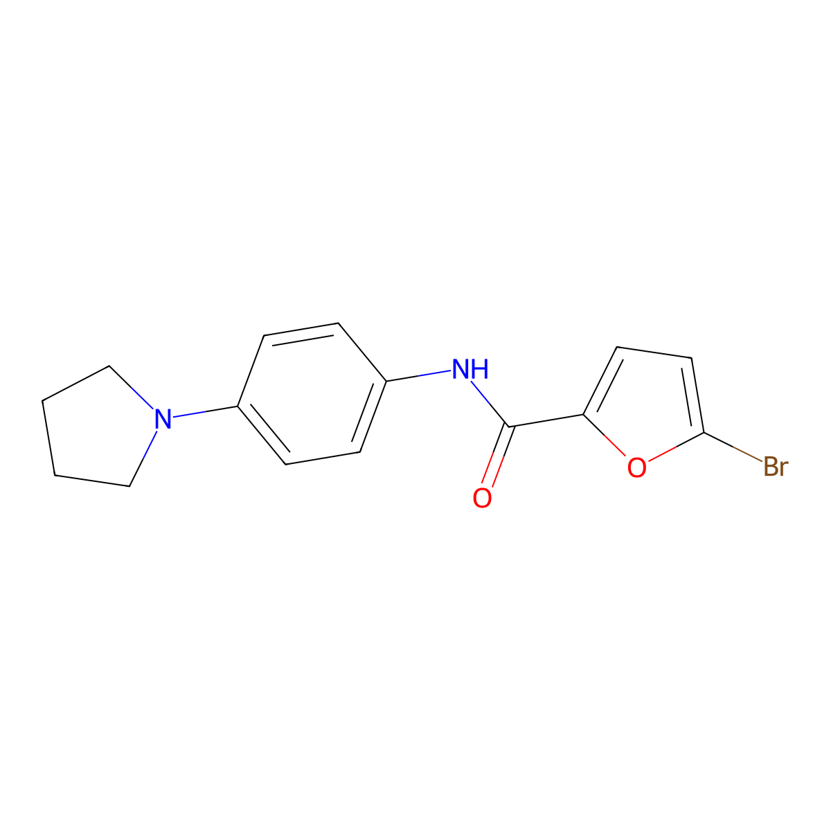 5-bromo-N-(4-pyrrolidin-1-ylphenyl)furan-2-carboxamide molecular structure, CAS 385424-27-1