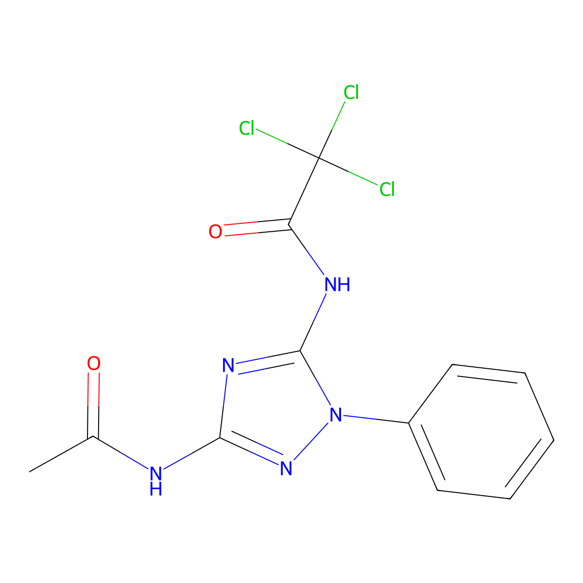 N-(5-acetamido-2-phenyl-1,2,4-triazol-3-yl)-2,2,2-trichloroacetamide molecular structure, CAS 385424-28-2