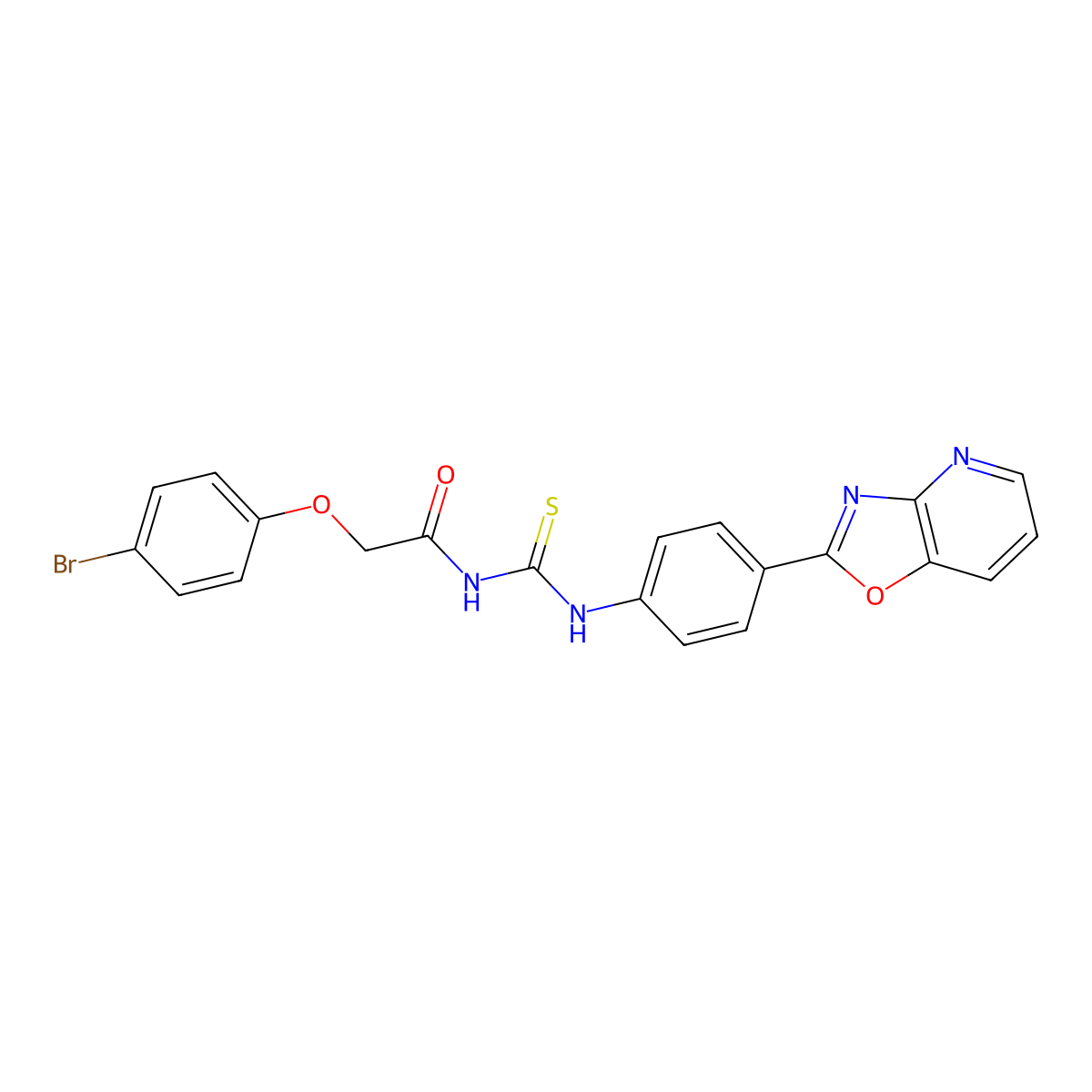2-(4-bromophenoxy)-N-[[4-([1,3]oxazolo[4,5-b]pyridin-2-yl)phenyl]carbamothioyl]acetamide molecular structure, CAS 385424-54-4