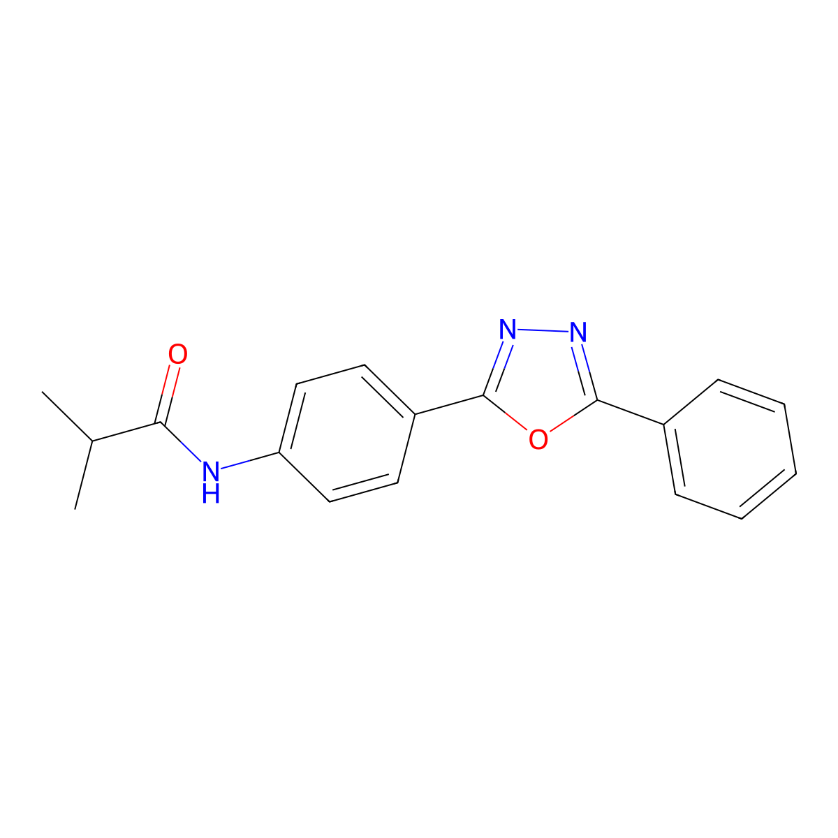 2-methyl-N-[4-(5-phenyl-1,3,4-oxadiazol-2-yl)phenyl]propanamide molecular structure, CAS 385424-58-8