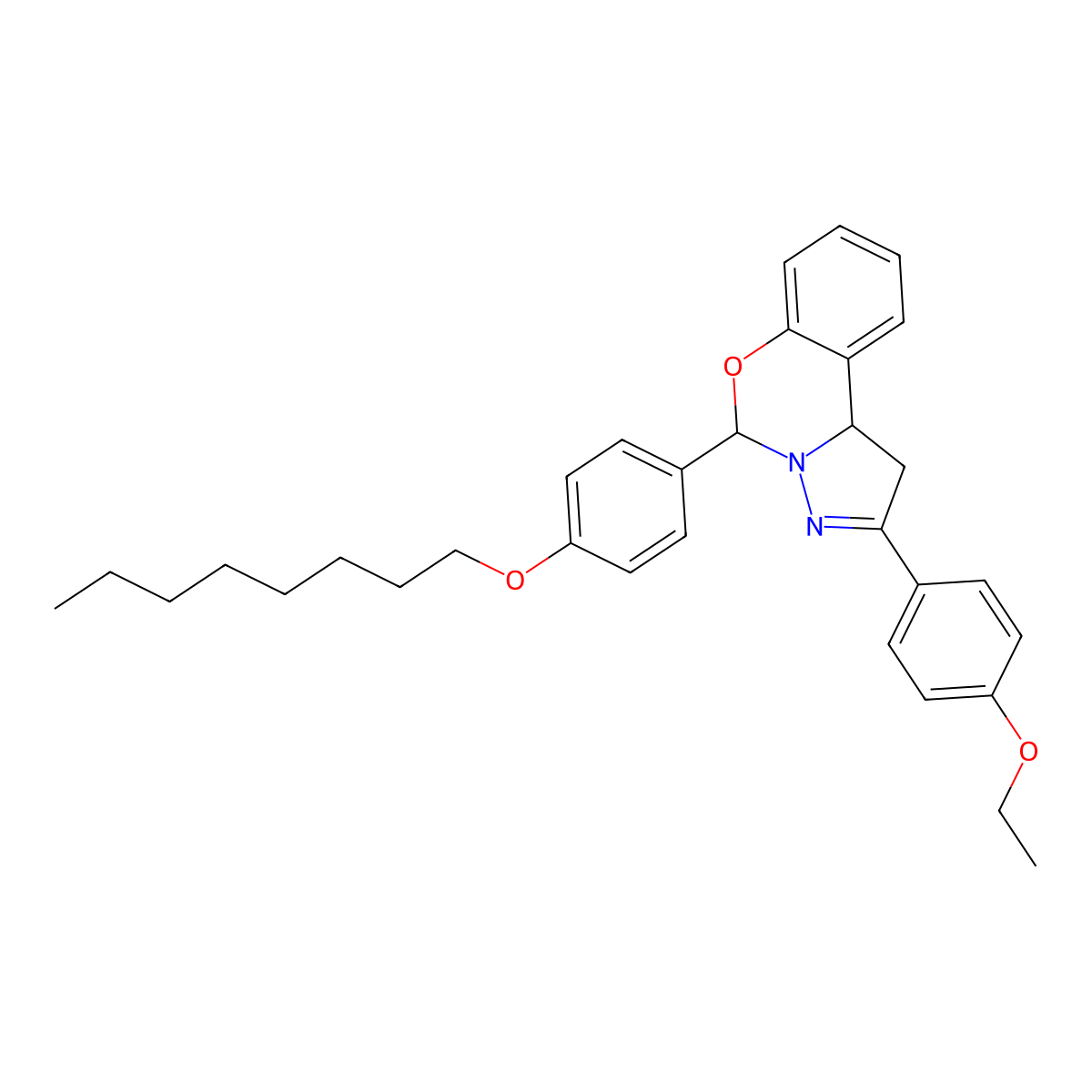 2-(4-Ethoxyphenyl)-5-[4-(octyloxy)phenyl]-1,10b-dihydropyrazolo[1,5-c][1,3]benzoxazine molecular structure, CAS 385424-59-9