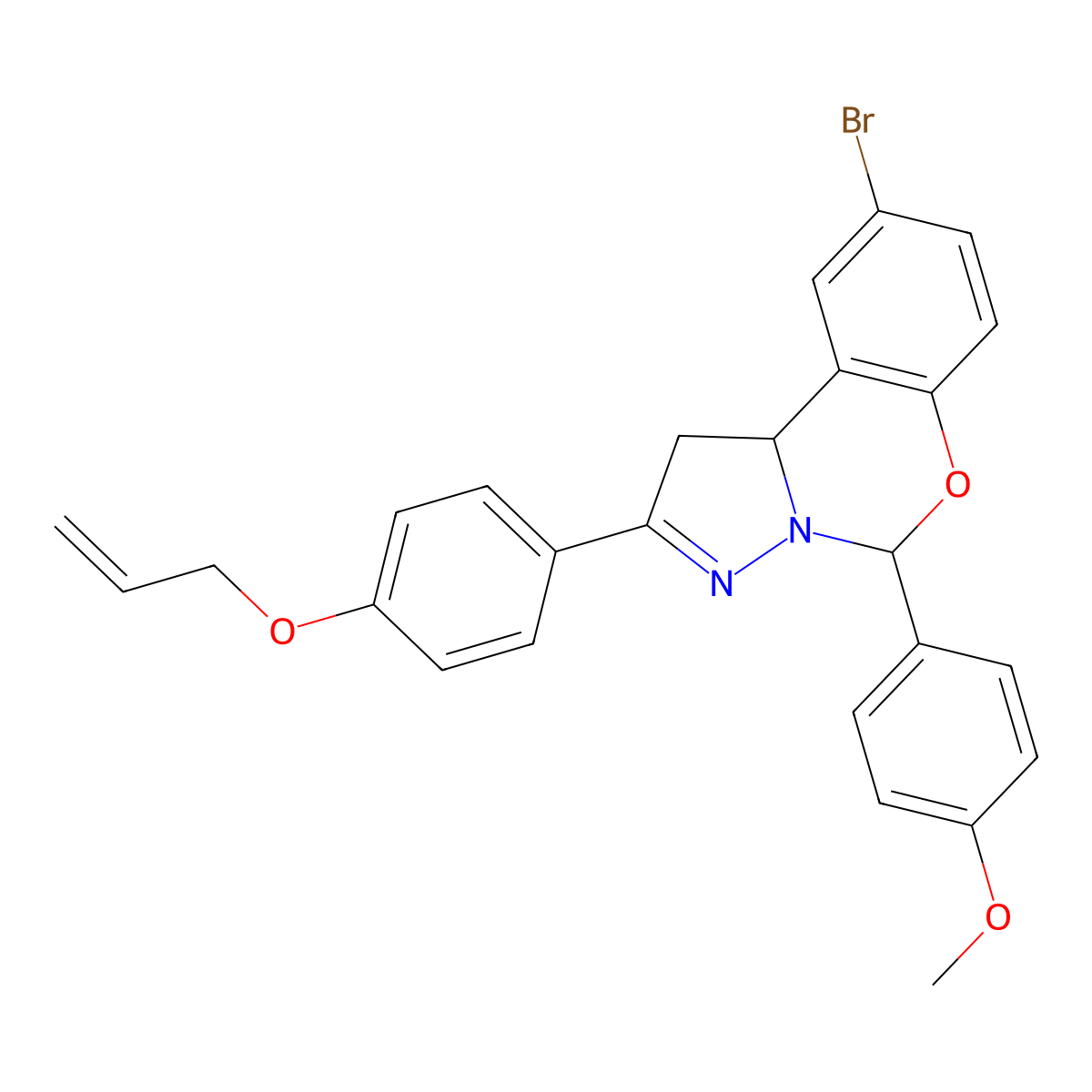2-[4-(Allyloxy)phenyl]-9-bromo-5-(4-methoxyphenyl)-1,10b-dihydropyrazolo[1,5-c][1,3]benzoxazine molecular structure, CAS 385424-75-9