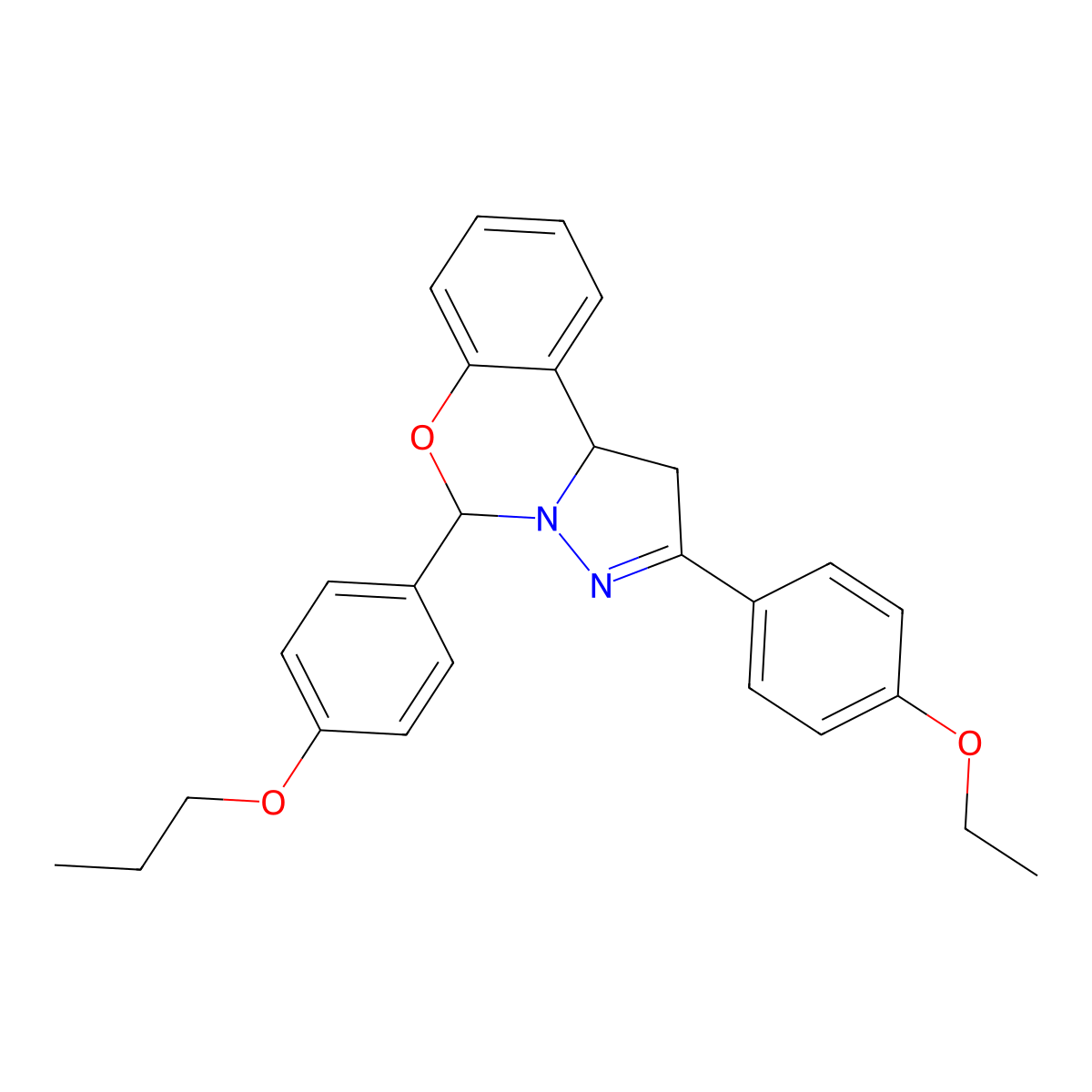 2-(4-Ethoxyphenyl)-5-(4-propoxyphenyl)-1,10b-dihydropyrazolo[1,5-c][1,3]benzoxazine molecular structure, CAS 385424-82-8