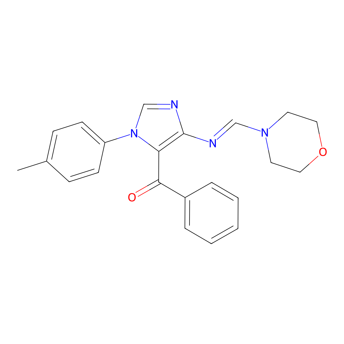 [3-(4-methylphenyl)-5-[(E)-morpholin-4-ylmethylideneamino]imidazol-4-yl]-phenylmethanone molecular structure, CAS 385425-03-6