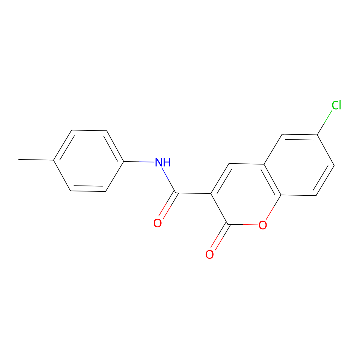 6-chloro-N-(4-methylphenyl)-2-oxo-2H-chromene-3-carboxamide molecular structure, CAS 38543-18-9