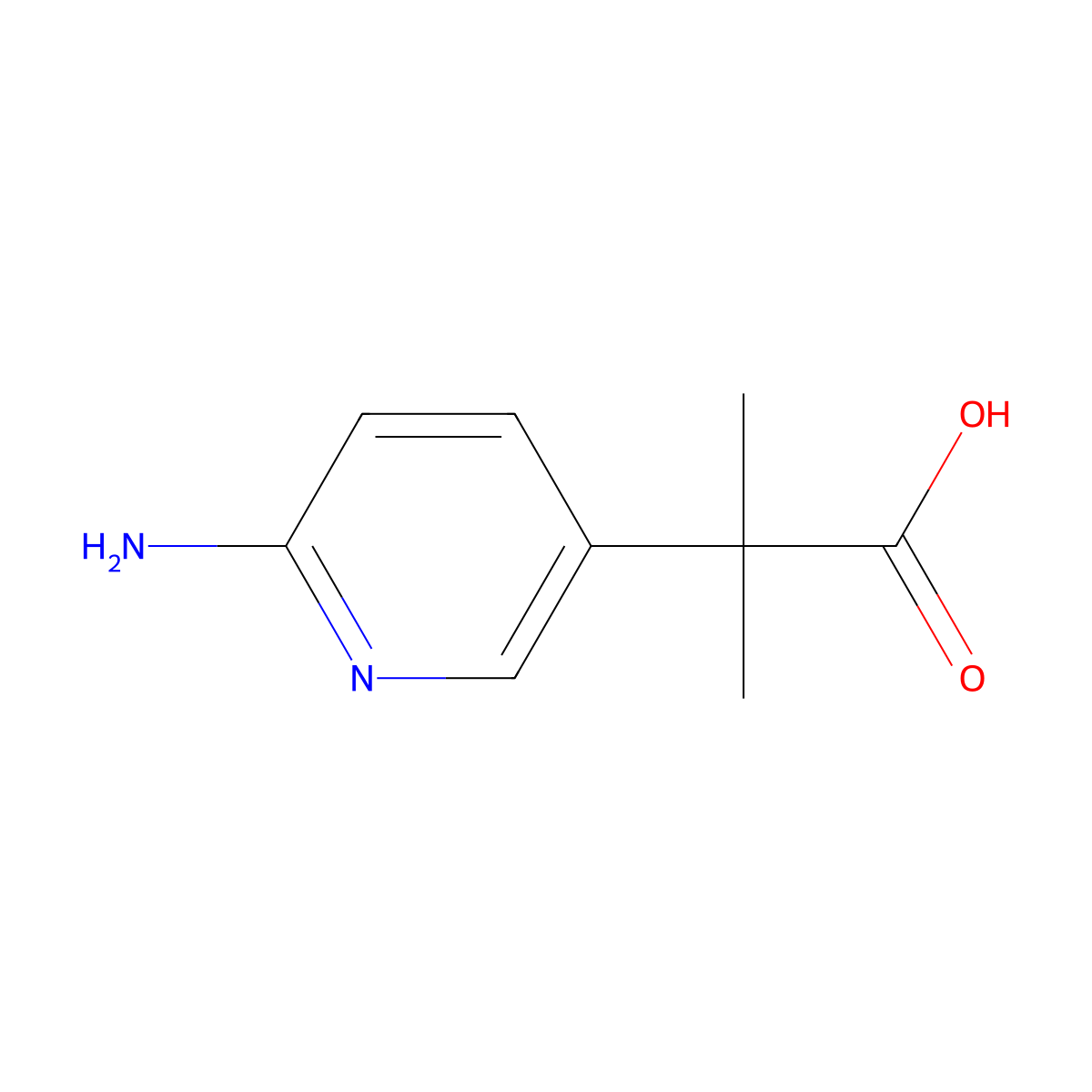2-(6-Aminopyridin-3-yl)-2-methylpropanoic acid molecular structure, CAS 385449-77-4